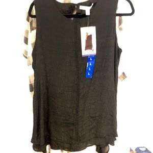 NWT Fever Black Tunic Blouse Shirt Sleeveless Sz L